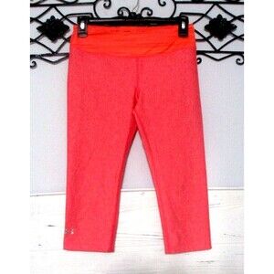 Under Armour Heat Gear Activewear Crop Pants Size S Orange Fitted Women's